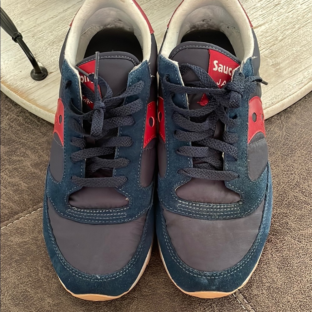Saucony Men's Navy and Red Sneakers - Picture 3 of 5